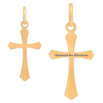 Krzyżyk złoty pr. 585 zdobiony – klasyczny wzór z opcją graweru gratis