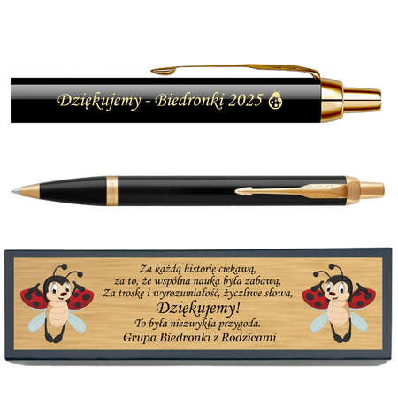 Długopis Parker IM Czarny GT z Grawerem – Personalizowany Prezent w Pudełku z Tabliczką Dedykacyjną