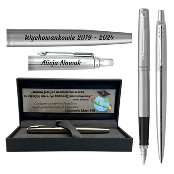 Zestaw długopis i pióro wieczne stalowe Parker Jotter CT Pudełko Grawer Prezent dla Szefa, dla Księdza, dla Nauczyciela