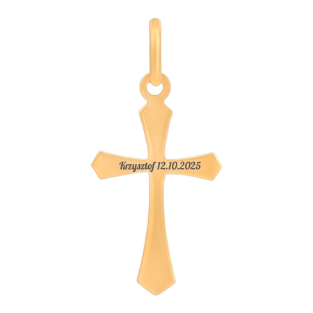 Krzyżyk złoty pr. 585 zdobiony – klasyczny wzór z opcją graweru gratis