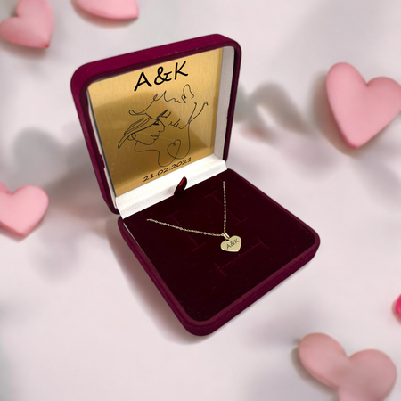 Złoty Naszyjnik Serce 585 z Grawerem – Łańcuszek Ankier w Pudełku z Dedykacją