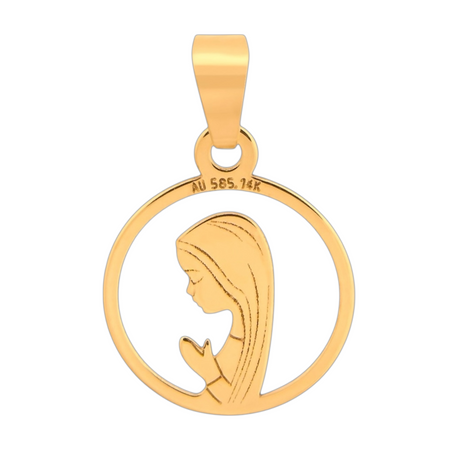 Elegancki Medalik ze Złota 585 – Wizerunek Matki Boskiej Fatimskiej