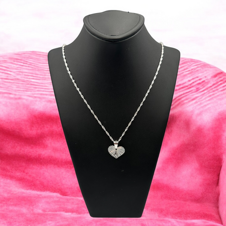 Srebrny Naszyjnik Serce 925 z Grawerem – Łańcuszek Singapur w Pudełku z Dedykacją