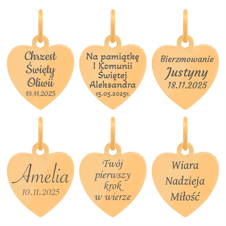 Złoty medalik serce Matka Boska Fatimska + łańcuszek Singapur 585 w pudełku z kokardką