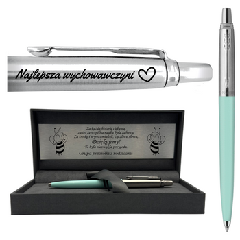 Personalizowany Prezent na Święta dla Kobiety Sukcesu, Mamy, Siostry, Nauczycielki, Przyjaciółki - Długopis Parker z Grawerem Jotter Miętowy