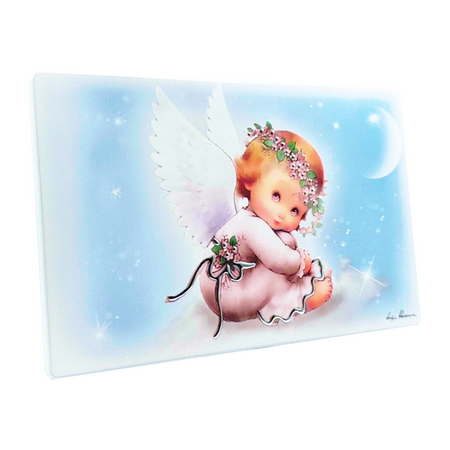 Obrazek malowany na drewnie Twój Anioł Stróż Dedykacja 10×15 cm Prezent na Chrzest