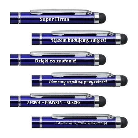 Długopis aluminiowy niebieski Touch Tip Grawer Dedykacja LOGO Gadżet Firmowy