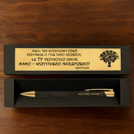 Długopis z Grawerem Czarno-Złoty – Prezent Biznesowy w Pudełku z Dedykacją