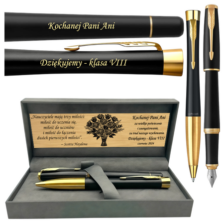 Elegancki Zestaw Parker Urban GT Pióro i Długopis z Grawerem i Dedykacją - Personalizowany Prezent dla Księdza, Nauczyciela, Magistra, Doktora i na Awans