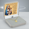 Medalik Szkaplerz złoto 14k próba 585 + łańcuszek Singapur w pudełku z tabliczką dedykacją
