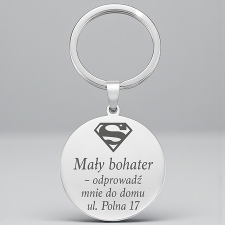 Przywieszka adresówka dla psa w kształcie koła z grawerem, stal nierdzewna