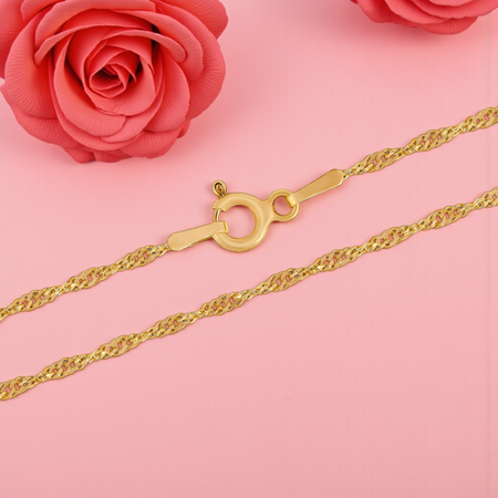 Łańcuszek Singapur 45 cm, srebro 925 pozłacane złotem, lekki 1,5 g – klasyczna biżuteria