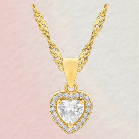 Naszyjnik serce markiza pozłacany na łańcuszku, w pudełku z kokardką – idealny prezent