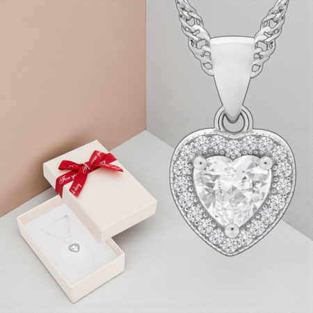 Naszyjnik srebrny serce markiza 925 na łańcuszku Singapur, w pudełku z kokardką