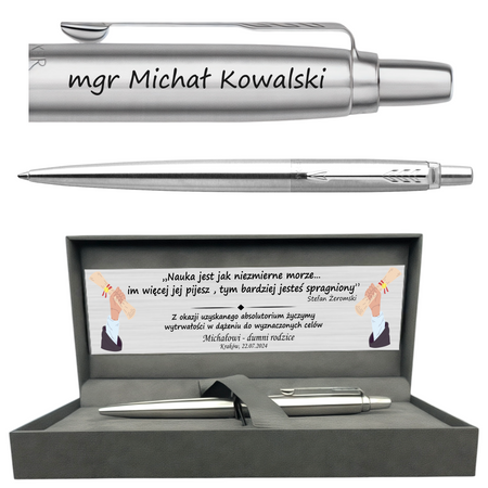 Personalizowany Długopis Parker Jotter CT z Grawerem i Dedykacją – Prezent dla Nauczycieli, Promotorów, Wychowawczyń w Przedszkolu, na Komunię, Bierzmowanie, Zakończenie Roku, Obrony Pracy, Jubileusze Firmowe