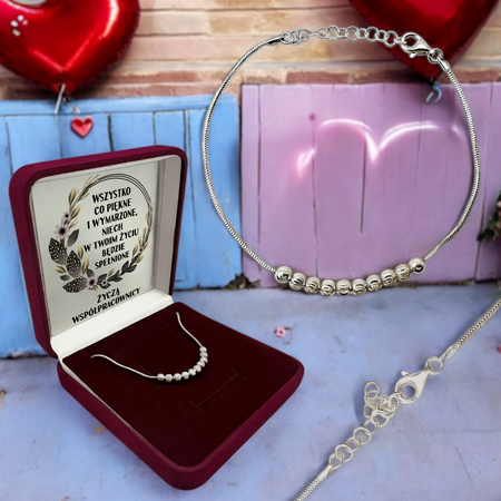 Srebrna Bransoletka 925 z Kulkami – Upominek z Tabliczką Dedykacyjną