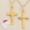 Złoty krzyżyk diamentowany z Jezusem próba 585 z łańcuszkiem ankier i pudełkiem z kokardką + grawer gratis