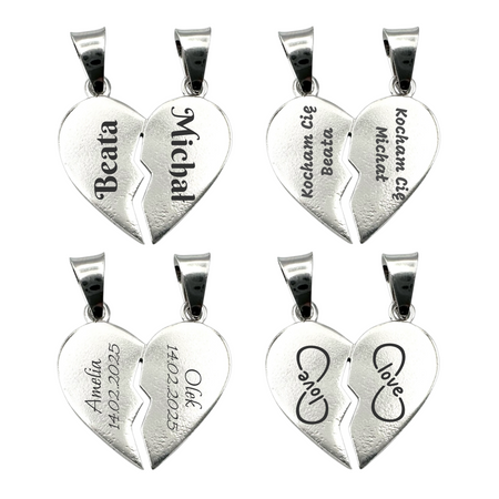 Naszyjniki Serce Łamane z Grawerem – Zestaw Personalizowany dla Par