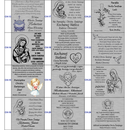 Srebrny krzyżyk z łańcuszkiem pr. 925 Pudełko z dedykacją Prezent na Komunię, na Chrzest, na Bierzmowanie