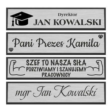 Drewniana podstawka z srebrną tabliczką – elegancki dodatek biurkowy z dedykacją