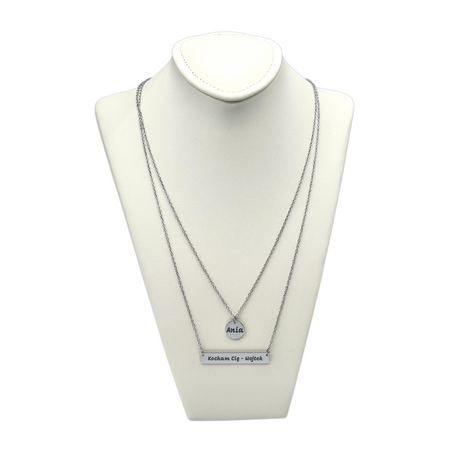 Naszyjnik Podwójny ze Stali Szlachetnej 316L – Personalizowany z Grawerem w Pudełku z Dedykacją