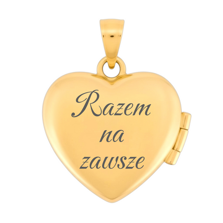 Srebrny sekretnik serce próby 925 pozłacany złotem 24K, płaski puzderko – grawer gratis
