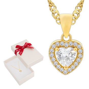 Naszyjnik serce markiza pozłacany na łańcuszku, w pudełku z kokardką – idealny prezent