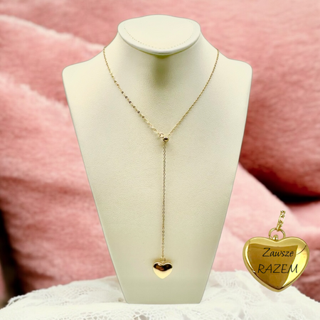Naszyjnik Serce ze Stali Szlachetnej 316L – Złoty, w Pudełku z Dedykacją
