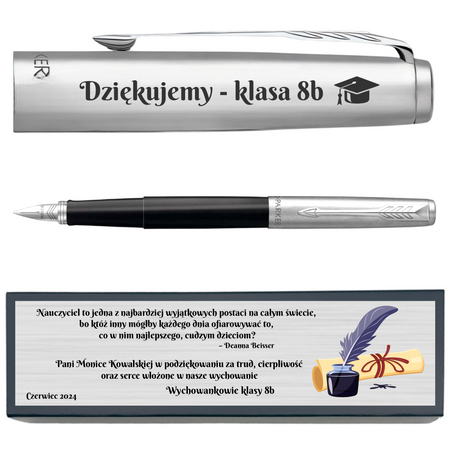 Personalizowane Pióro Wieczne Parker Jotter Specjal CT Czarne z Grawerem i Dedykacją na Tabliczce – Idealny Prezent dla Nauczyciela, Promotora, Magistra, na Urodziny i Rocznice 