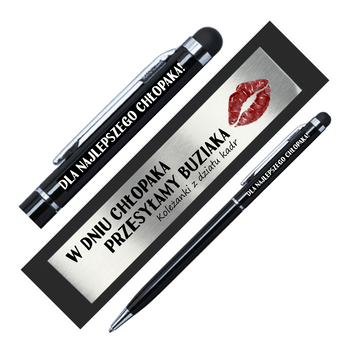 Długopis aluminiowy czarny Touch Tip Grawer Dedykacja Prezent dla Chłopaka