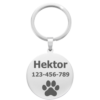 Przywieszka adresówka dla psa w kształcie koła z grawerem, stal nierdzewna