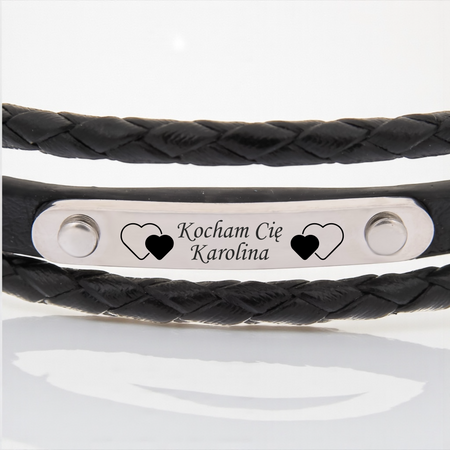 Bransoletka Męska 21 cm – Rzemień Ekoskóra + Dowolny Grawer Gratis