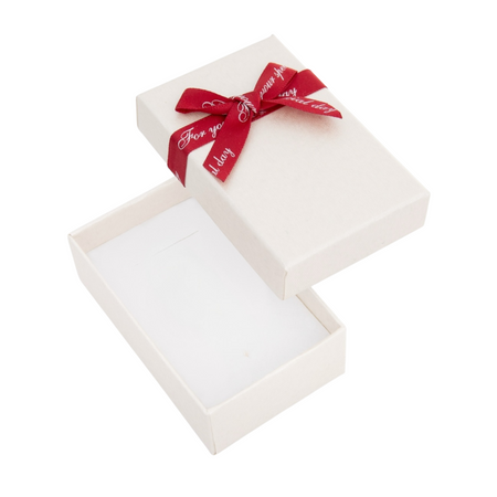 Pudełko prezentowe biało-bordowe na biżuterię – tekturowe 8×5×2,5 cm