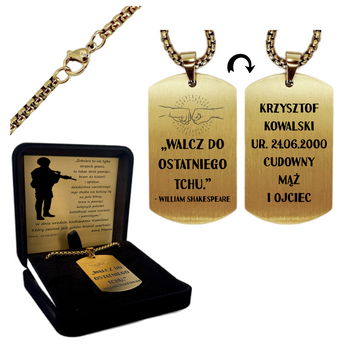 Naszyjnik Nieśmiertelnik Złoty Stal Szlachetna 316L – Biżuteria z Grawerem i Dedykacją