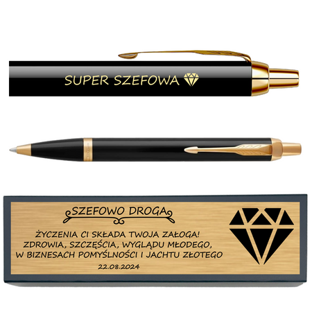 Długopis Parker IM Czarny GT z Grawerem – Personalizowany Prezent w Pudełku z Tabliczką Dedykacyjną