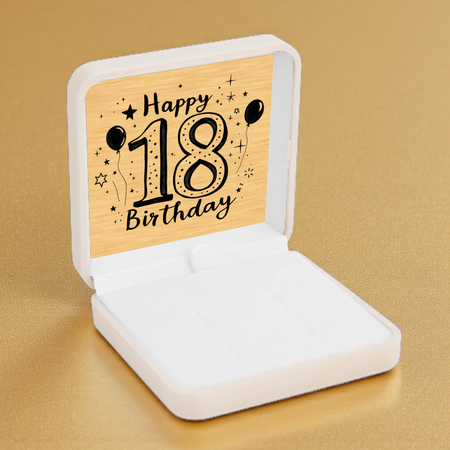 Kremowe pudełko welurowe z białym atłasem + złota tabliczka z dedykacją