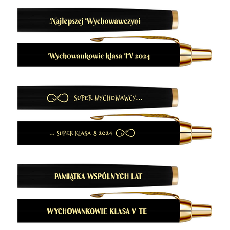 Zestaw Długopis i Pióro Wieczne Parker IM Black GT Czarny z Grawerem – Personalizowany Prezent dla Szefa, Księdza, Nauczyciela, Kolegi, Na Urodziny i Pod Choinkę