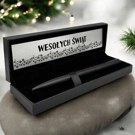 Długopis aluminiowy czarny w otwieranym pudełku Grawer i Dedykacja GRATIS Upominek dla Pracowników, dla Uczniów, dla Absolwentów, dla Nauczycieli Prezent na Urodziny, Imieniny dla Szefa i Nauczyciela