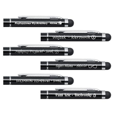Długopis Touch Tip Czarny z Grawerem – Personalizowany Gadżet Reklamowy i Prezent dla Klientów, Uczniów, Absolwentów