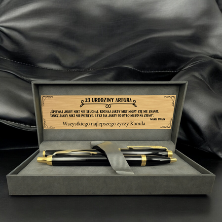 Personalizowany Zestaw Parker IM Black GT – Pióro Wieczne i Długopis Czarny z Grawerem, Prezent na Urodziny i Święta
