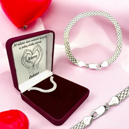 Srebrna Bransoletka Bismark 925 – Personalizowana w Pudełku z Dedykacją