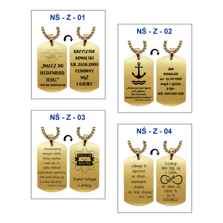 Naszyjnik Nieśmiertelnik Złoty Stal Szlachetna 316L – Biżuteria z Grawerem i Dedykacją