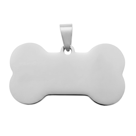 Zawieszka Adresówka dla psa kość srebrna ze stali nierdzewnej 4 x 2,9 cm z grawerem