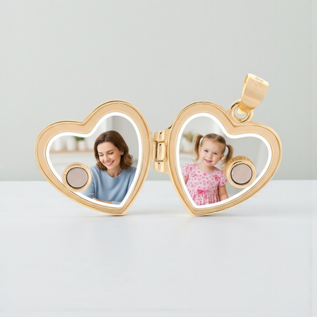 Srebrny sekretnik serce próby 925 pozłacany złotem 24K, płaski puzderko – grawer gratis