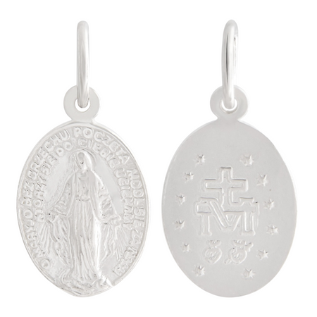 Srebrny medalik owalny pr. 925 – Matka Boska Niepokalana | Prezent religijny