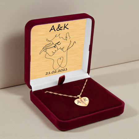 Naszyjnik serce pozłacane dzielone cyrkoniami, grawer gratis + dedykacja na złotej blaszce