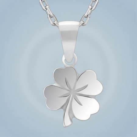 Srebrny naszyjnik koniczynka 925 z grawerem – łańcuszek ankier + pudełko prezentowe