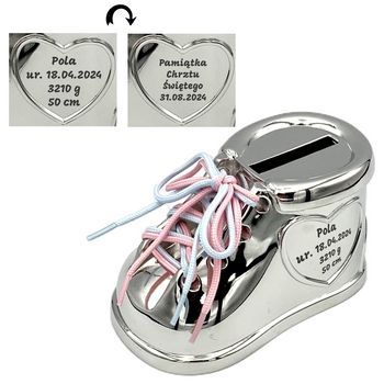 Skarbonka Bucik Zilverstad – Elegancki Upominek z Grawerem dla Dziecka na Chrzest