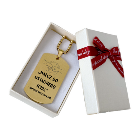 Nieśmiertelnik Złoty ze Stali Szlachetnej 316L z Grawerem – Personalizowany Prezent Okolicznościowy