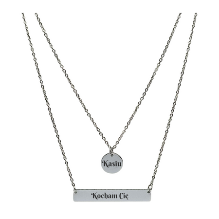 Naszyjnik Podwójny ze Stali Szlachetnej 316L – Personalizowany z Grawerem w Pudełku z Dedykacją